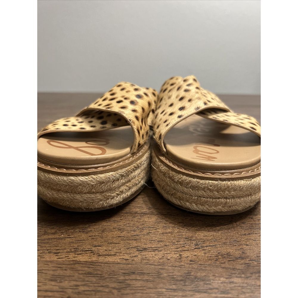Sam Edelman Animal  Cheetah Print Fur Texture Platform Slide Sandal Shoes 10 - Picture 7 of 10